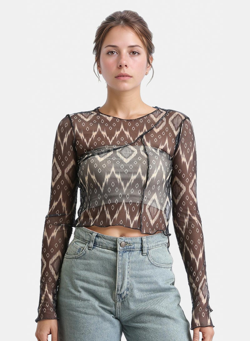 Ravin Women Fitted Long Sleeve Lace Top - Image 1